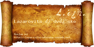 Lazarovits Üdvöske névjegykártya